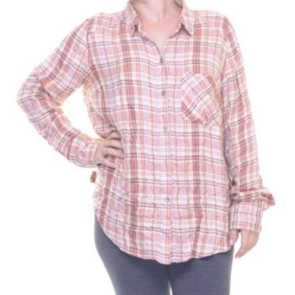 Free People Blush Plaid XS